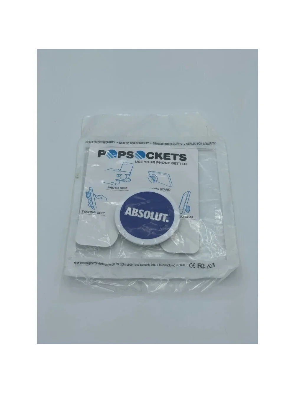 Absolut Vodka PopSockets Phone Grip Stand Blue White NEW Sealed